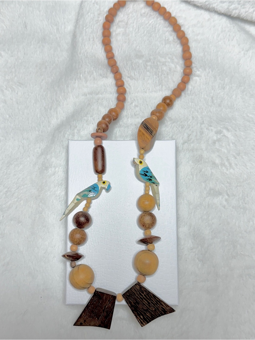 Vintage Handcrafted Parrot Wooden Bead Necklace